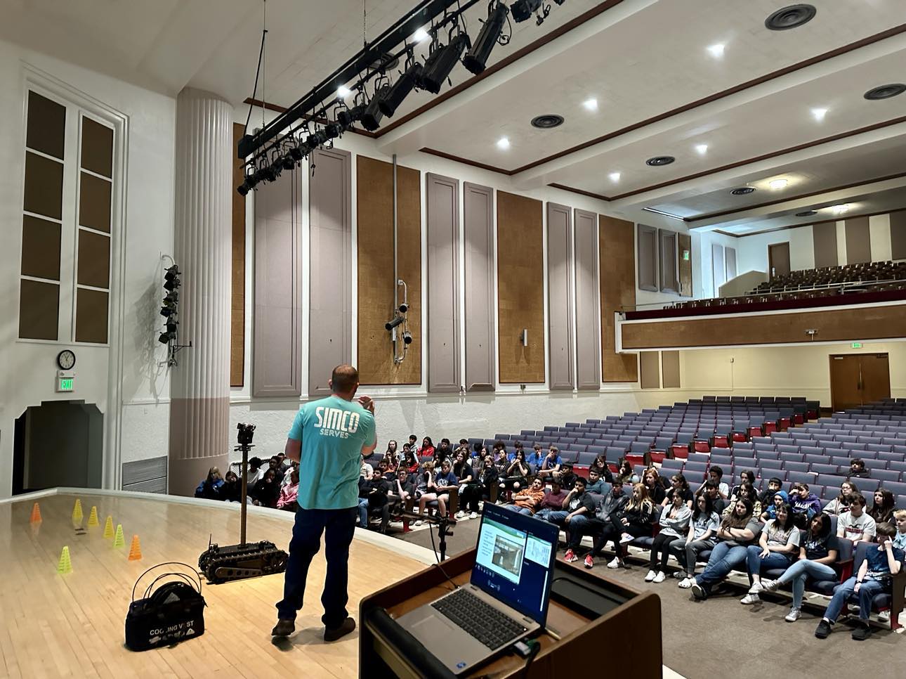 SIMCO employee speaking about STEM at a school in Carlsbad